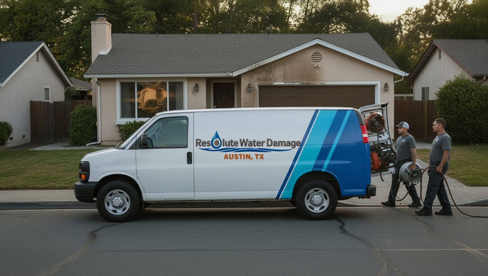 Resolute Water Damage restoration van serving Leander, TX