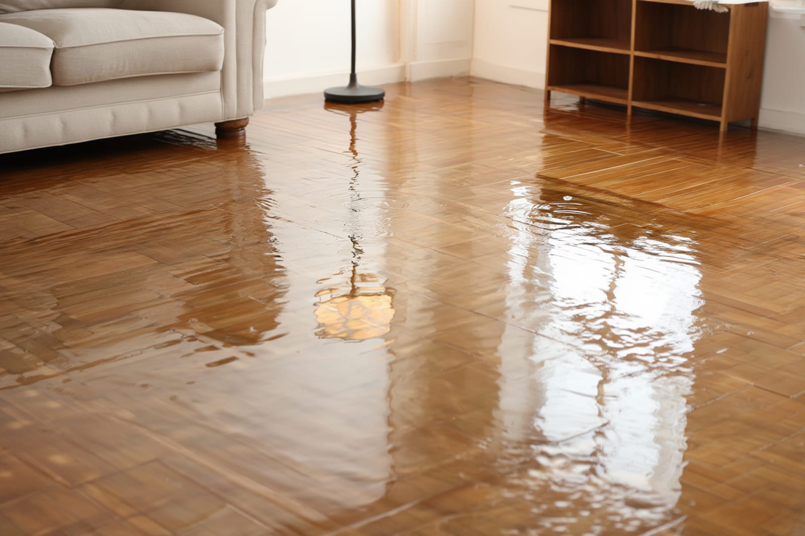 Homeowner turning off main water supply valve to stop water damage in Austin home